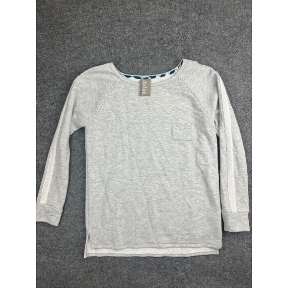 Dolan Left Coast Collection Sweatshirt Women's Large Gray White Striped Sleeve - Picture 1 of 7